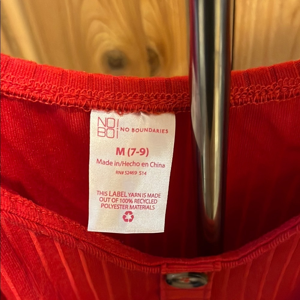 No Boundaries Red Ruffled Button Tank Top - Picture 2 of 7